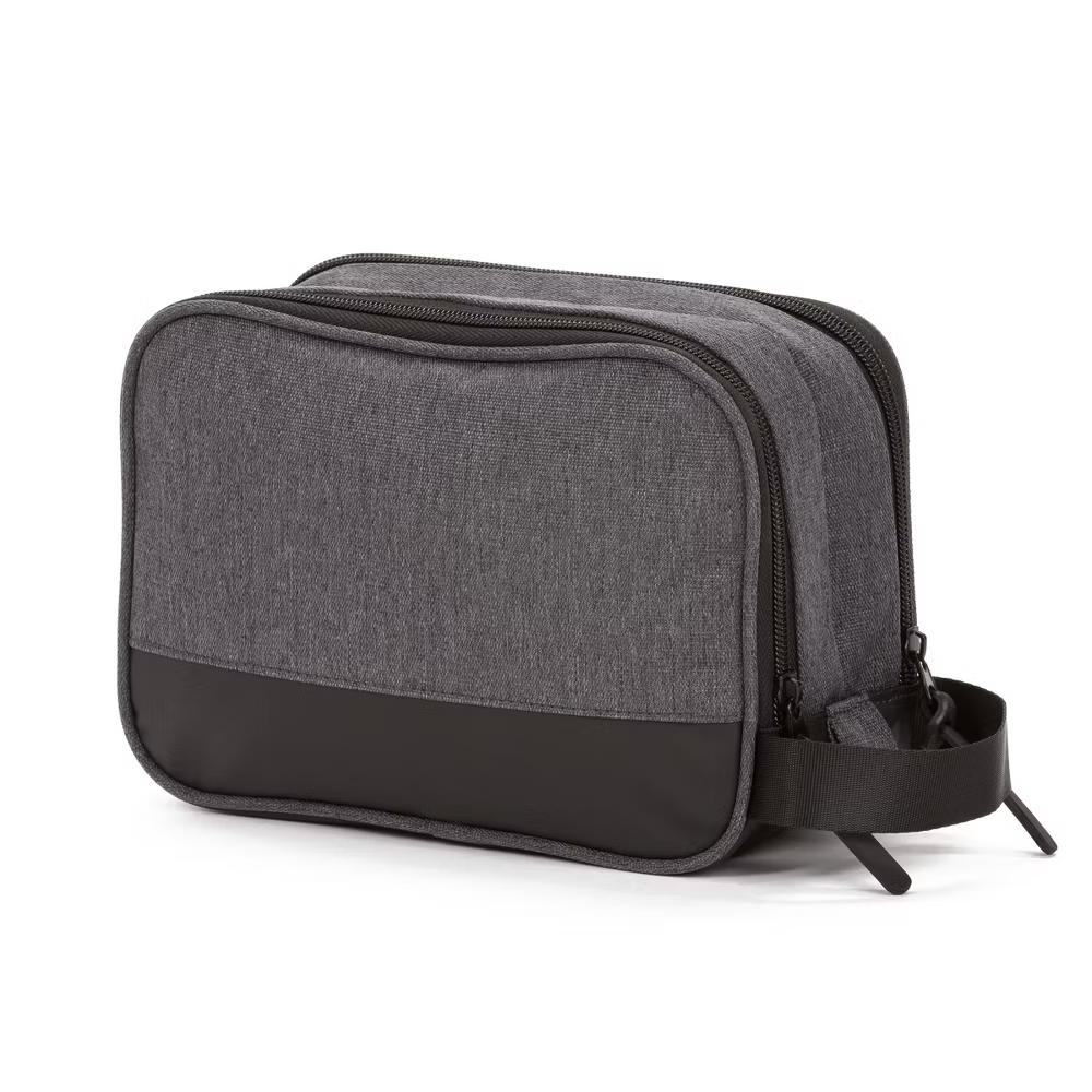 Heather Gray Toiletry Bag: Solid Pattern, Storage, 6.69" Height - Image 6