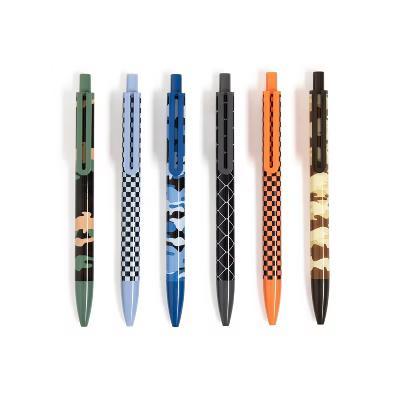 6ct Laguna Ballpoint Black Ink Pens Camo and Check - Image 2