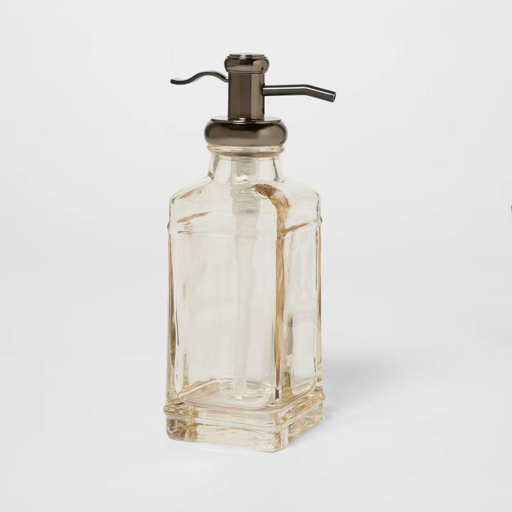 Antique Glass Tall Soap Pump Brown - Image 4