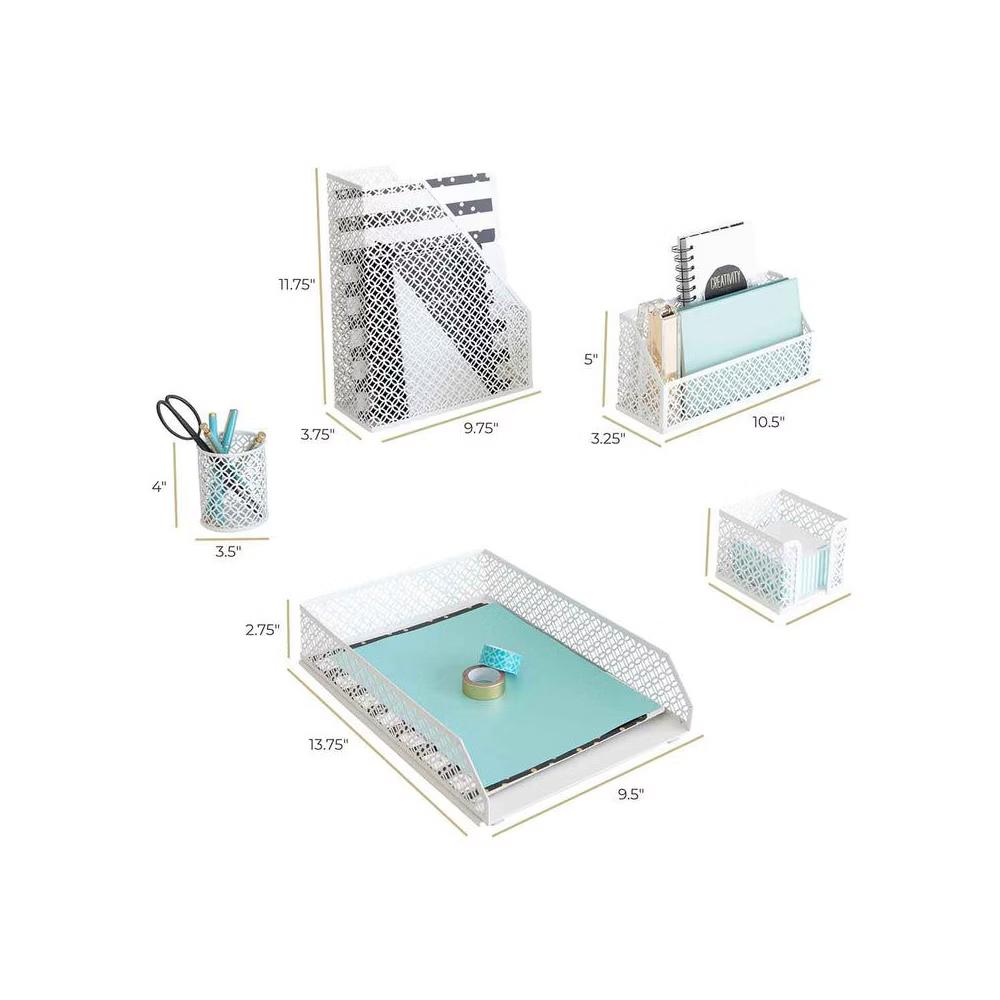 Blu Monaco Desk Organizer Set - 6-Piece Desk Accessories for Mail, Sticky Notes, Pens, Magazines & Documents - Image 9