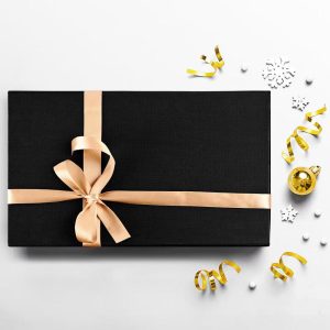 Large Gift Box 14x8.5x4.5 Inch Black Magnetic Lid with Ribbon Shredded Filler Card for Birthday Anniversary Wedding 1 Piece
