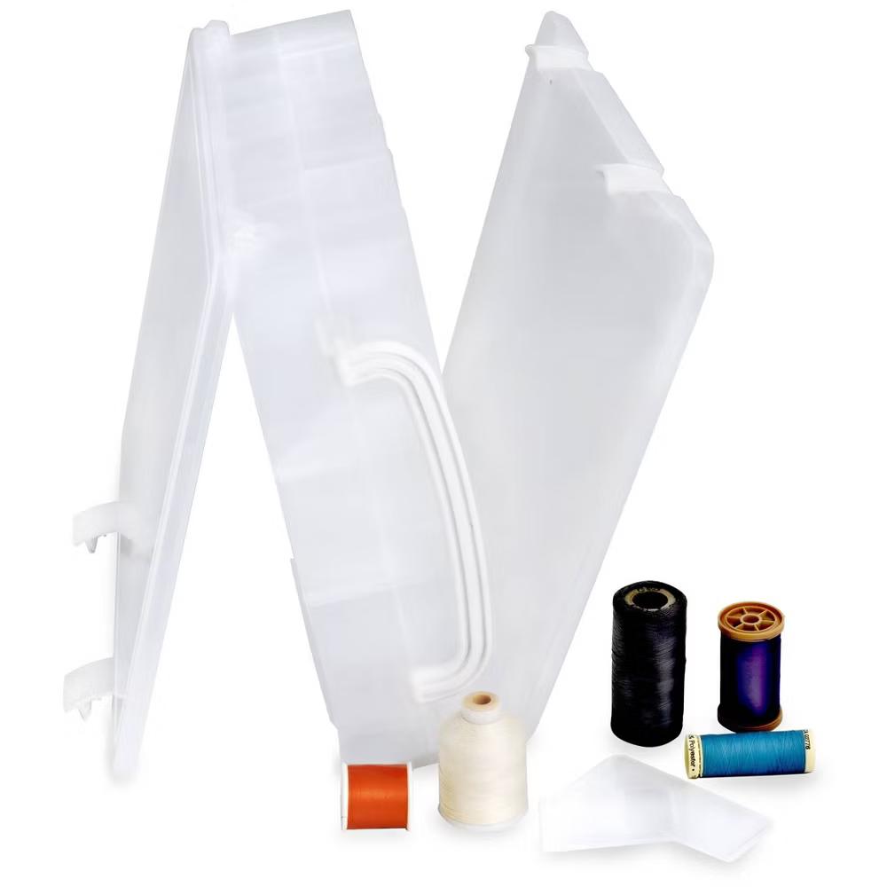 Thread Storage Box: Plastic Sewing Kit Travel Case, 13"x10"x3.25", Lightweight Sewing Supplies Organizer - Image 7