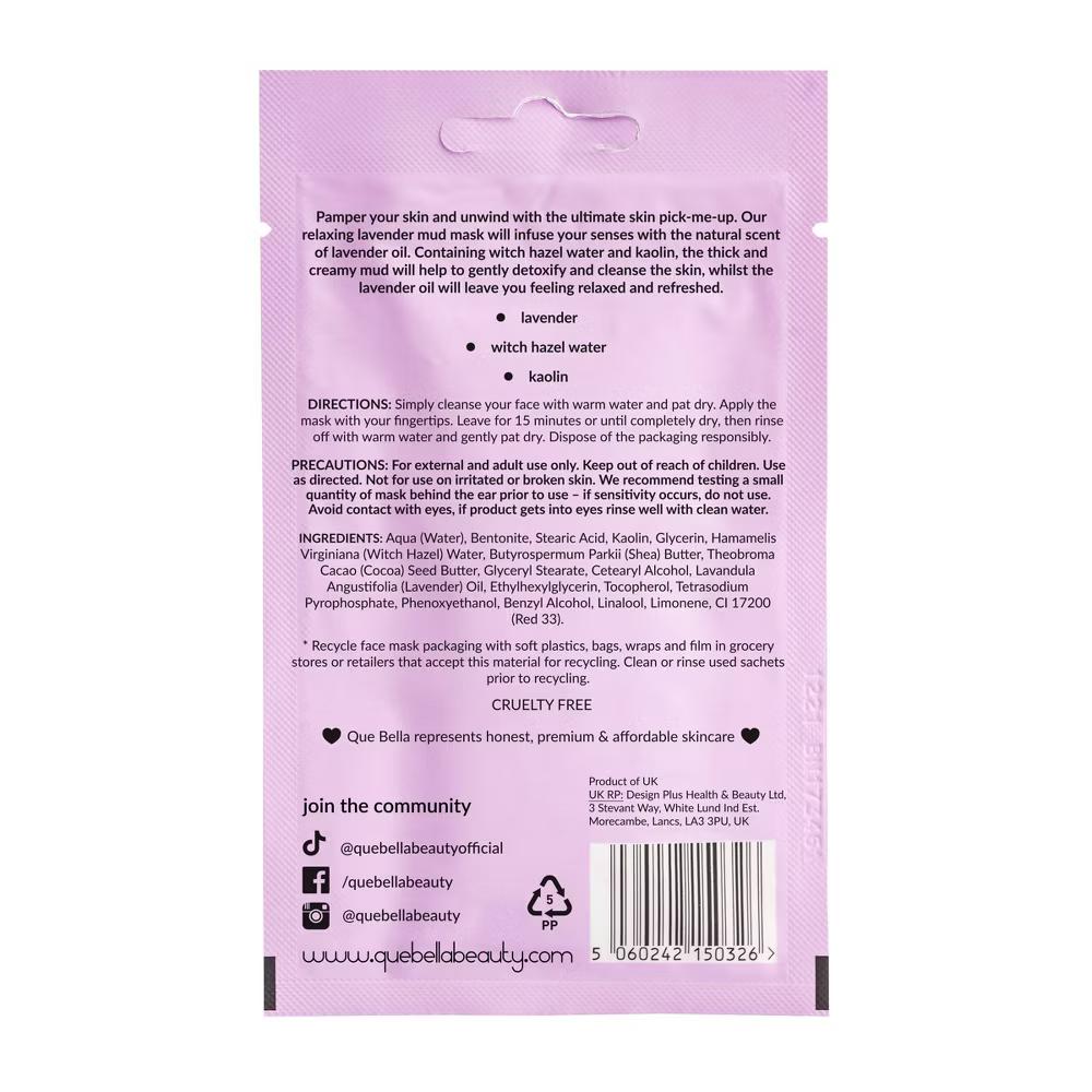 Que Bella Relaxing Lavender Mud Mask - 0.5oz: Skin Tone Improvement, Vegan, Contains Clay, Facial Mask - Image 5