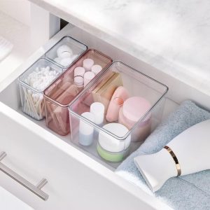 4pk Plastic Makeup Storage Bins with Lids