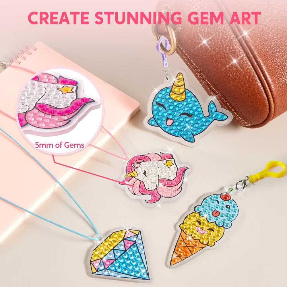 16 Pcs Gem Art Kit for Kids - 2 Styles, Diamond Painting Craft with 5D Gem, Arts & Crafts DIY Kit, Birthday Christmas Gift for Girls Ages 6-12 - Image 2
