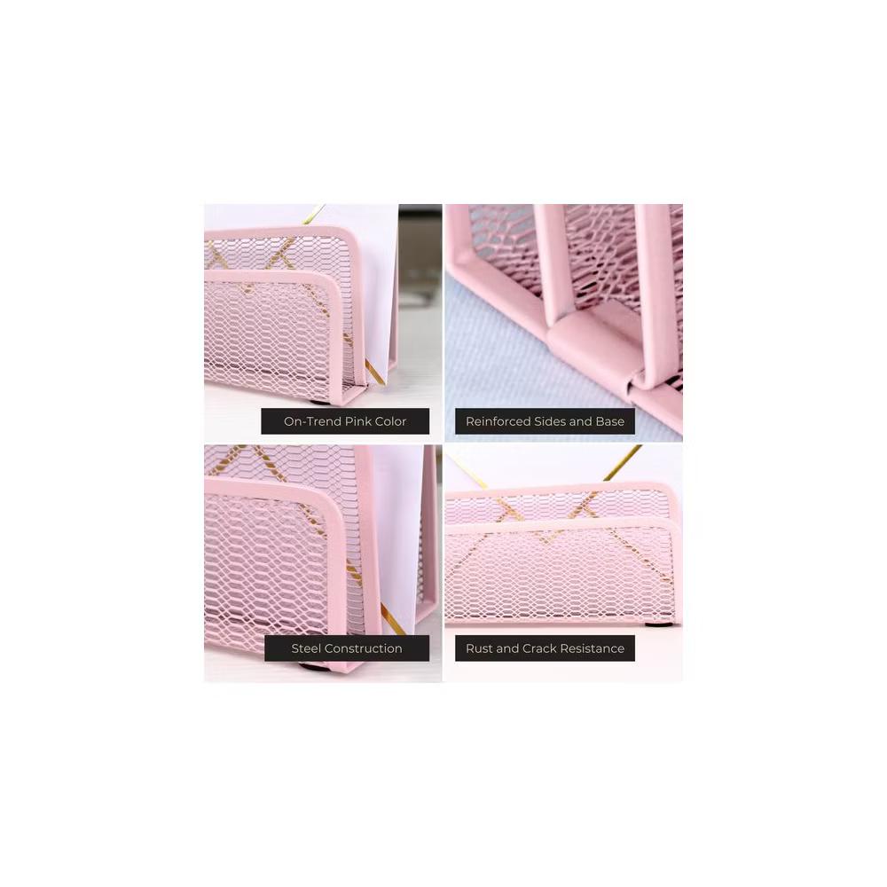 Blu Monaco 3 Tier Metal Mesh Letter Sorter - Available in Aqua, Black, Gold, Pink, Rose Gold, and White - Image 24