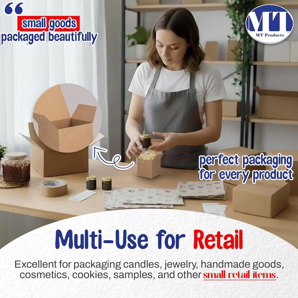 MT Products Tuck Top Kraft Paperboard Gift Boxes 4" 4" 4" - Pack of 30 - Image 2