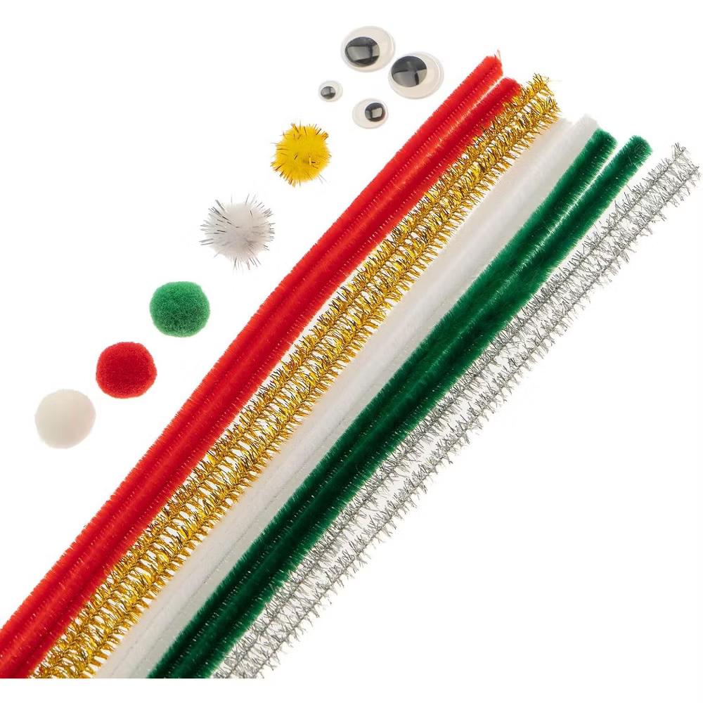 300ct Craft Combo Pack Pipe Cleaners Pompoms Googly Eyes Activity Kits - Image 7