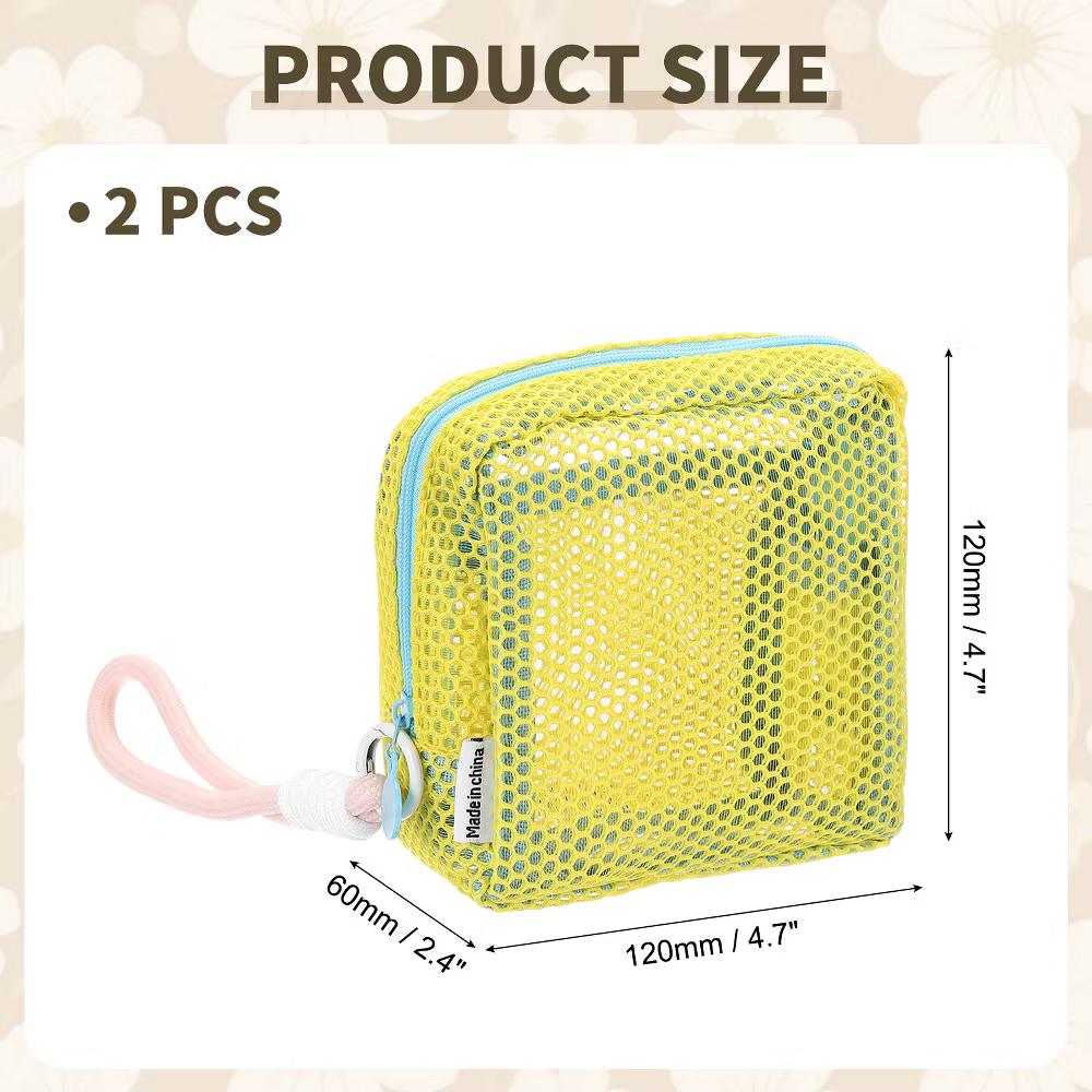 Mesh Travel Toiletry Organizing Zipper Mini Makeup Bag with Strap 4.7" - Image 35