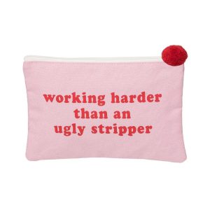 Totalee Gift Working Harder Bag Cotton Pink Zip Wallets