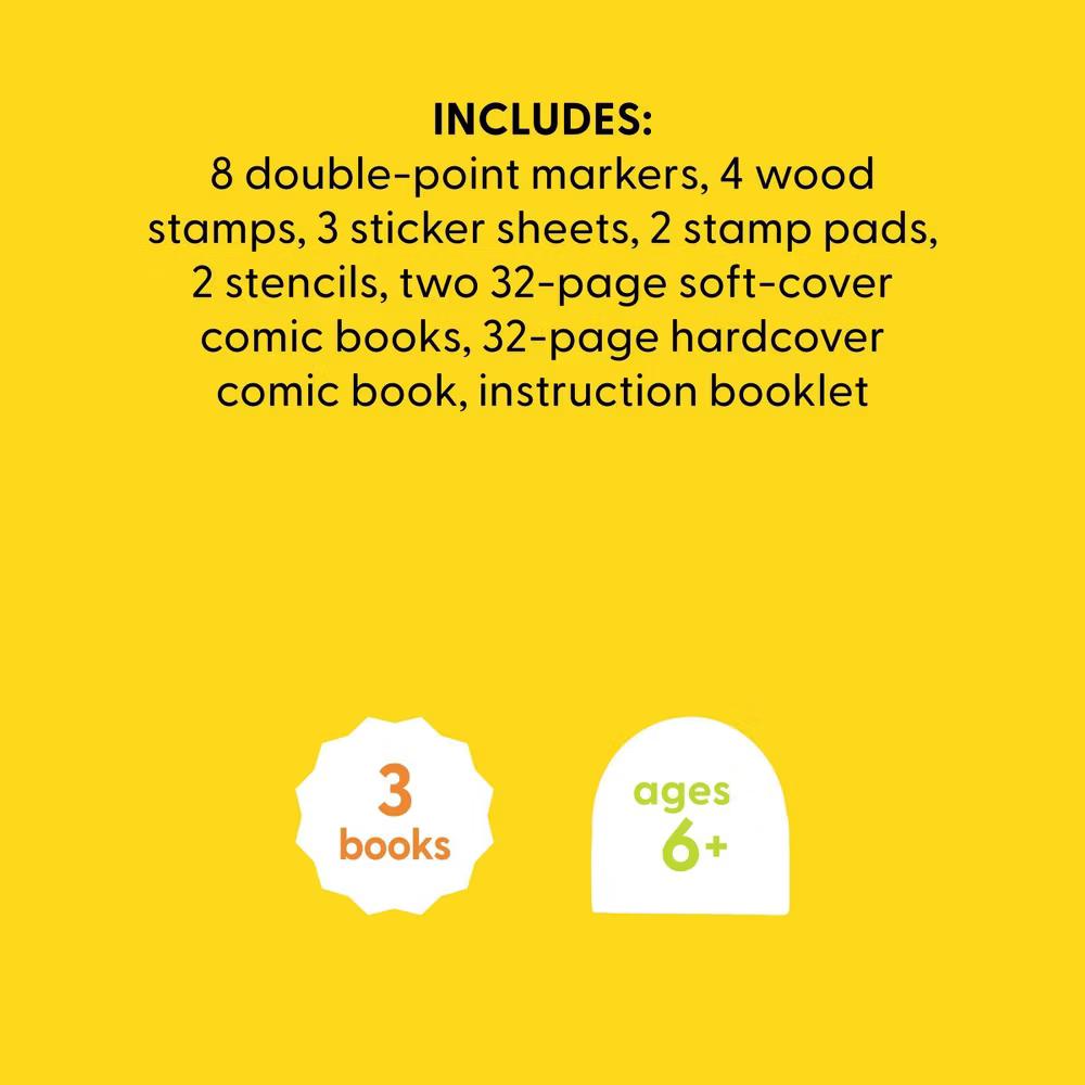 Create-Your-Own Superhero Comic Books Kit - DIY Art Kit for Designing Superhero Comics, Includes Markers & Stickers - Image 8