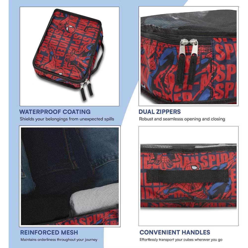Spiderman 5-Piece Packing Cube Set - 5 Piece Packing Cube Travel Essential - Luggage Organizer Set - For Kids,Teens, Adults - Image 3