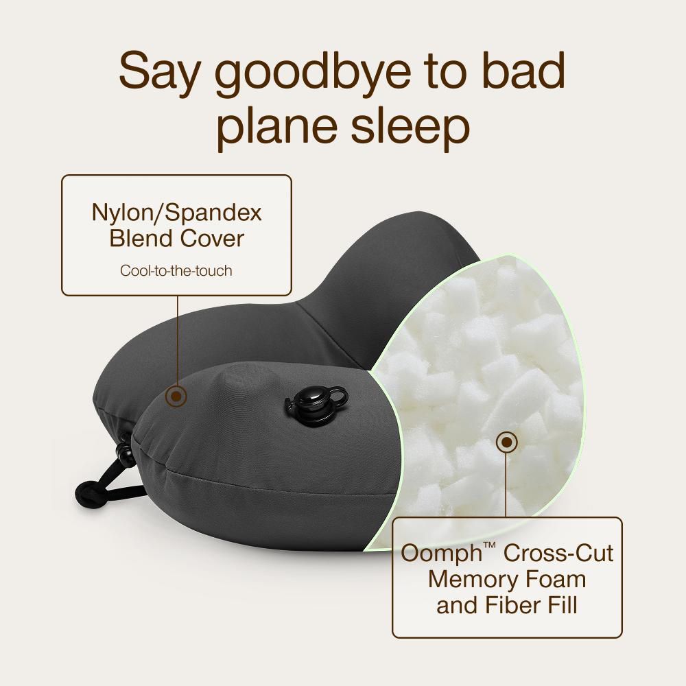 Coop Sleep Goods AirJustable Travel Neck Pillow, Inflatable, Adjustable Support, Memory Foam Travel Pillow with Washable Cover - Image 2