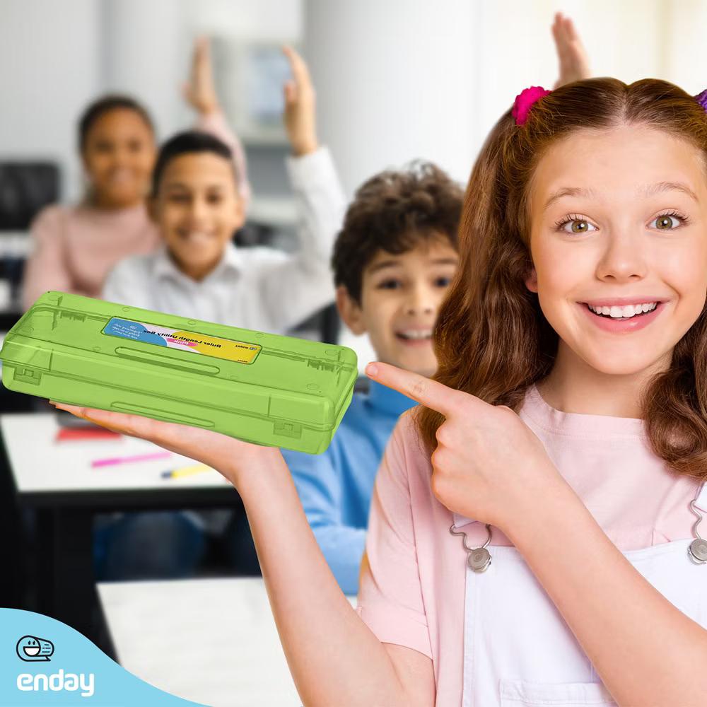 Pencil Box, Storage Organizer Utility Box, Multipurpose Long Ruler Length School Office Supplies Plastic Pencil Case for Kids & Adults - Image 16