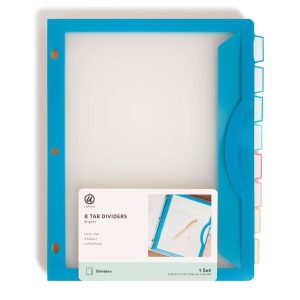 8 Tab Clear View Single Pocket Dividers Brights: Polypropylene File Organizers, Office Supplies, Multicolored
