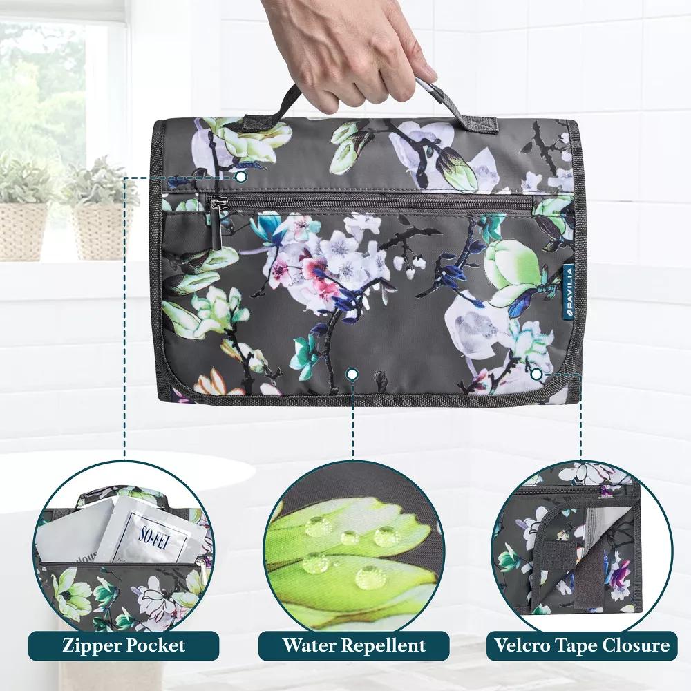 Hanging Toiletry Bag Women Men, Travel Kit Foldable Waterproof Organizer, Roll up Cosmetics Makeup Essentials Jewelry Case - Image 25