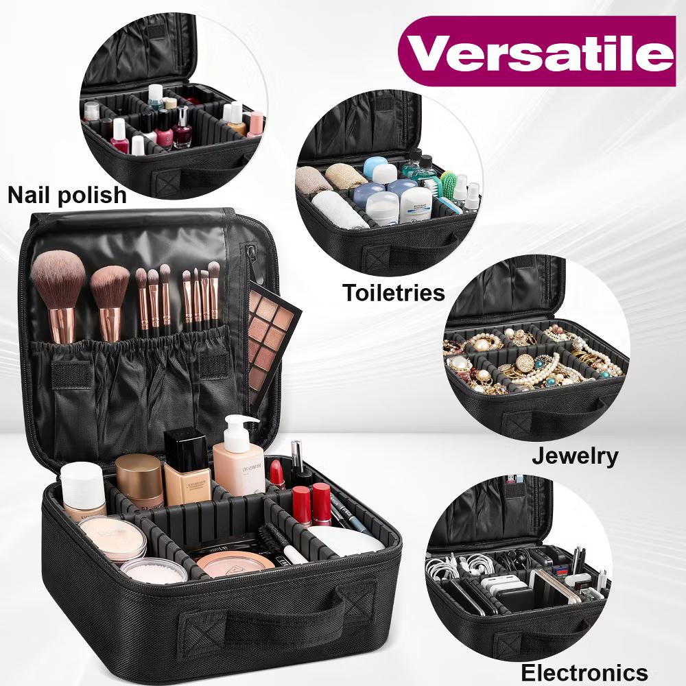 Mber Travel Makeup Organizer Bag, Makeup Case Waterproof, Makeup Bag Organizer with Compartments, Professional Makeup Train Case for Cosmetics - Image 3