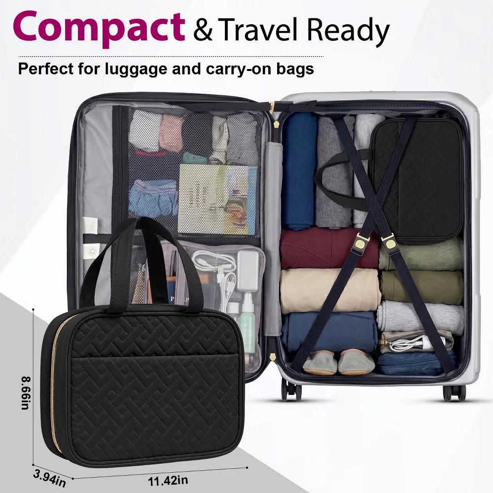 Mber Travel Toiletry Bag Hanging, Travel Makeup Bag, Large Hanging Toiletry Bags with Clear Compartments for Weekender Cosmetic Travel Bags, Black - Image 5