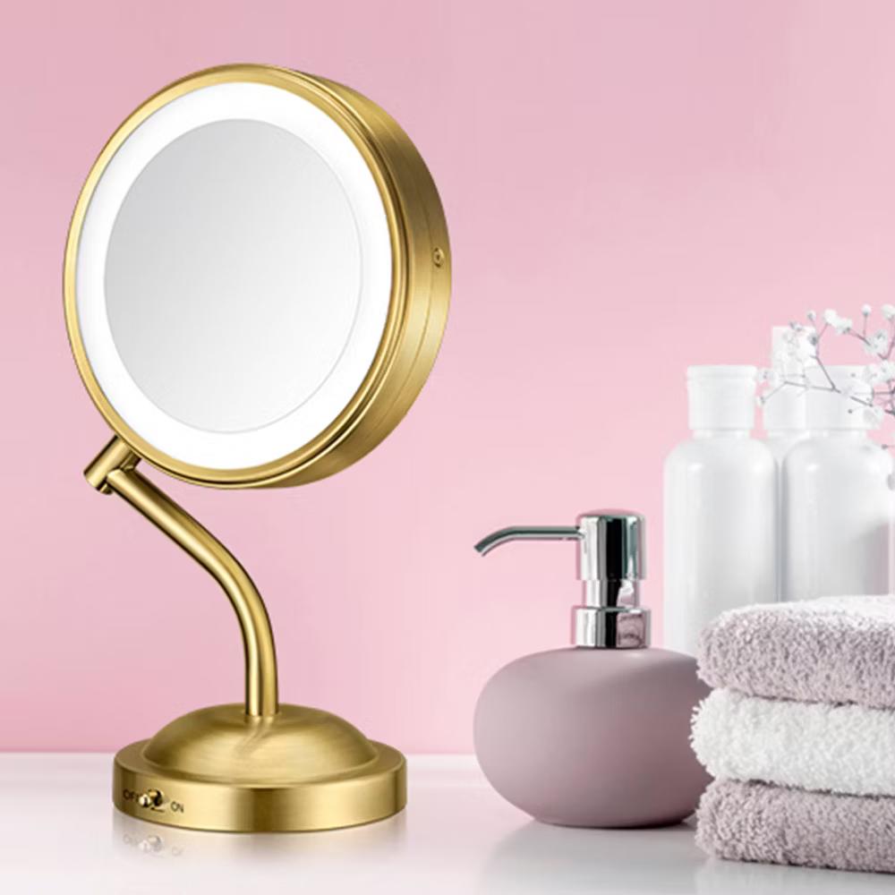 Conair Double Sided LED Vanity Mirror with 1x and 5x Magnification Brushed Brass - Image 8