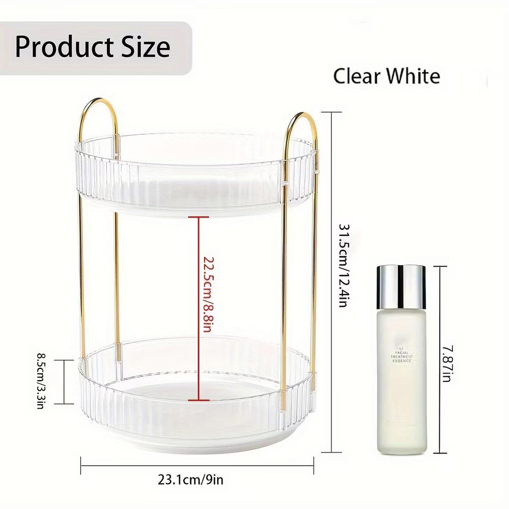 AEELLEEA 360° Rotating Makeup Organizer, 2 Tier Lazy Susan Cosmetic Storage for Vanity, Bathroom Countertop, Skincare & Perfume Holder - Image 5