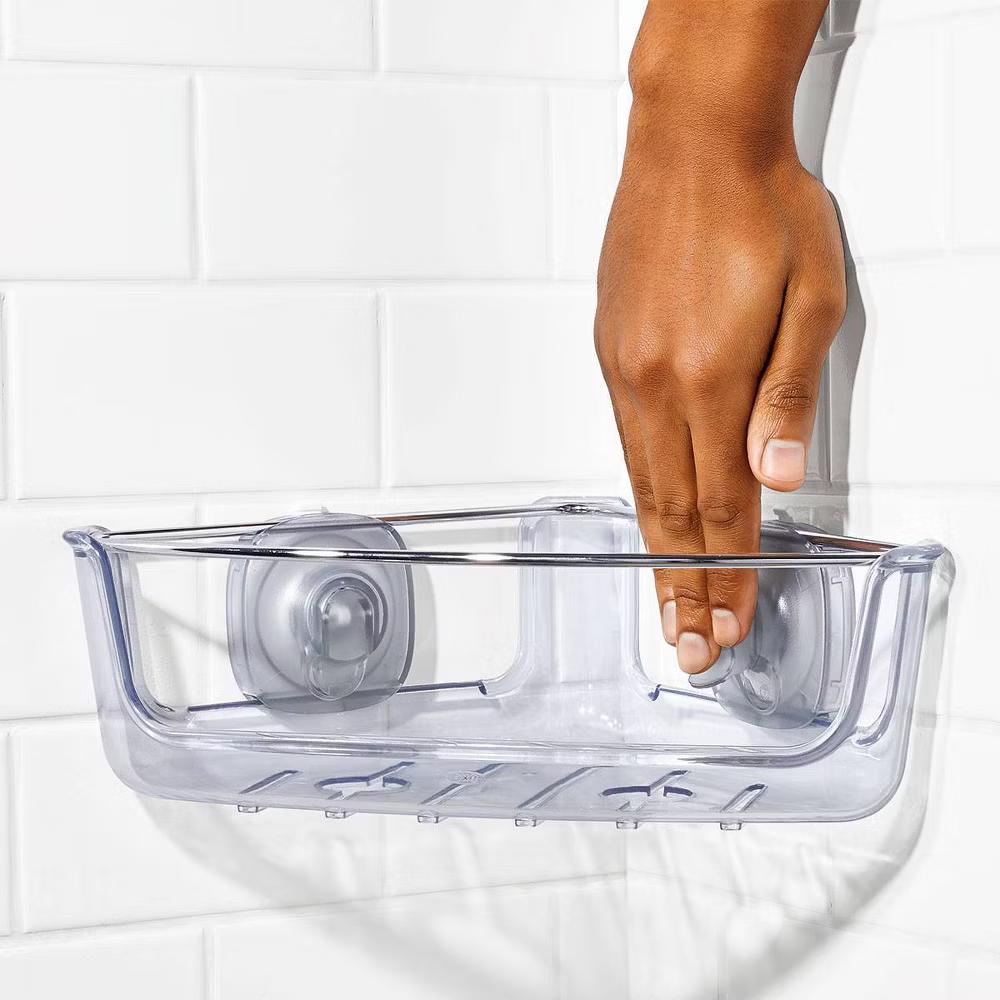 Stronghold Suction Corner Basket: Stainless Steel & Plastic Shower Organizer, Bath Storage - Image 7