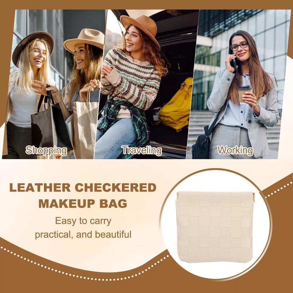 Leather Waterproof Travel Organizing Mini Snap Closure Makeup Pouch - Image 9