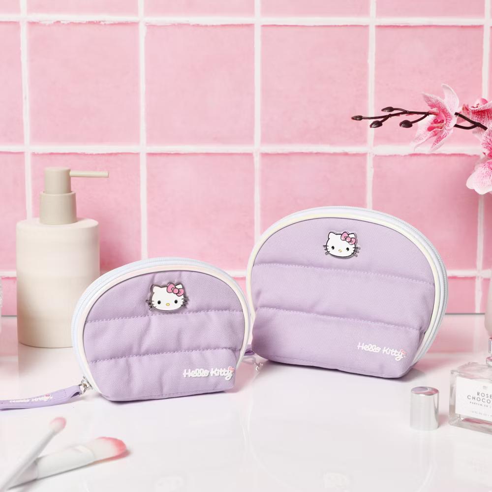 Purple Large and Small Dome Cosmetic Travel Bag