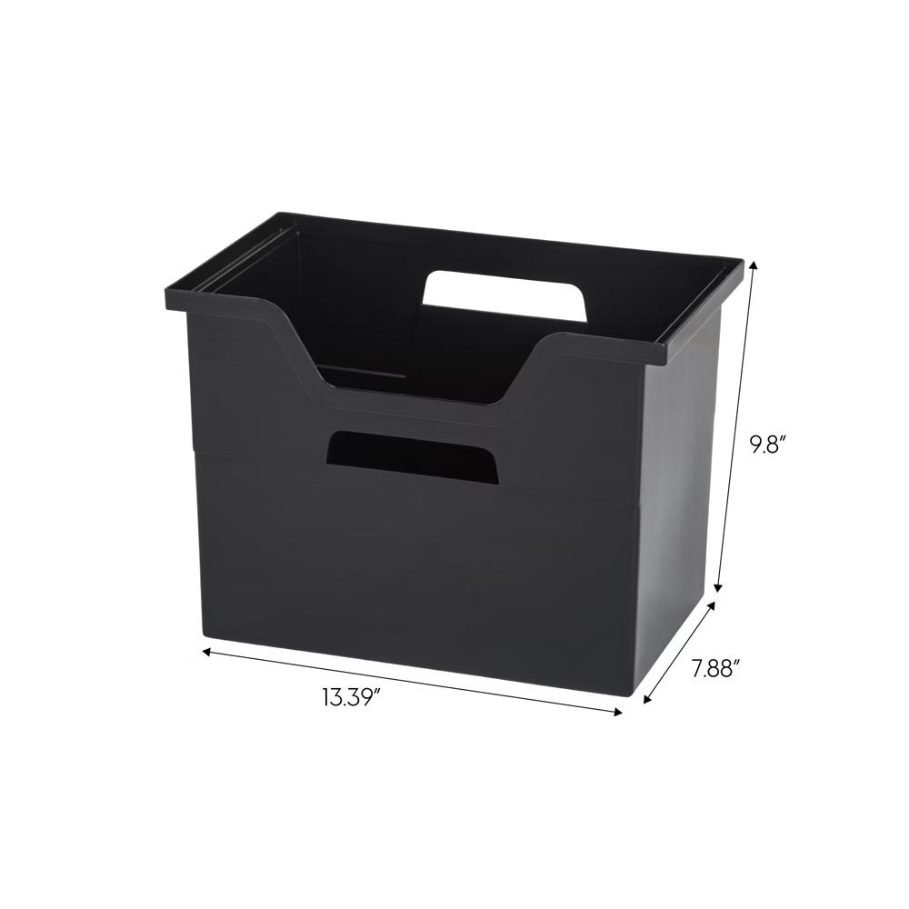 USA Portable Letter Size Desktop File Box with Open Lid, Side Handles, Hanging File Folders - Image 8