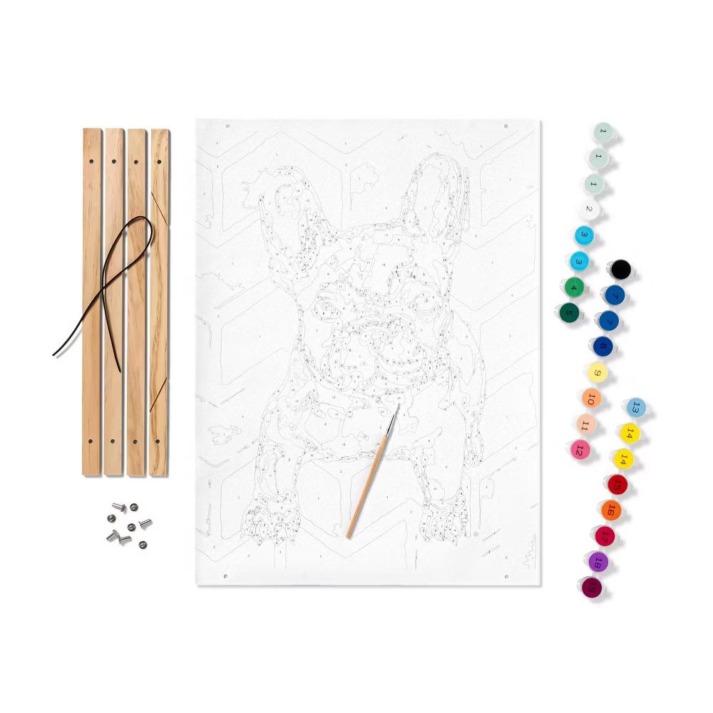 Paint by Number Kit Bulldog - Adult DIY Art Kit with Acrylic Paints & Brush - Image 3