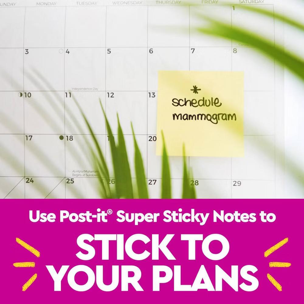 4pk 4" 6" Line Super Sticky Notes, 45 Sheets/Pad - Canary Yellow - Image 5