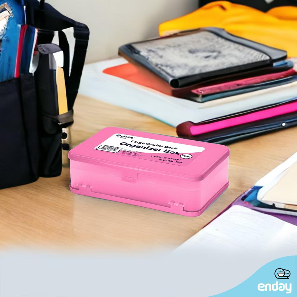 Large Capacity Double Deck Pencil Box - Plastic With 12 Compartments, Snap-Tight Lid, Hard Case Storage Organizer - Image 7