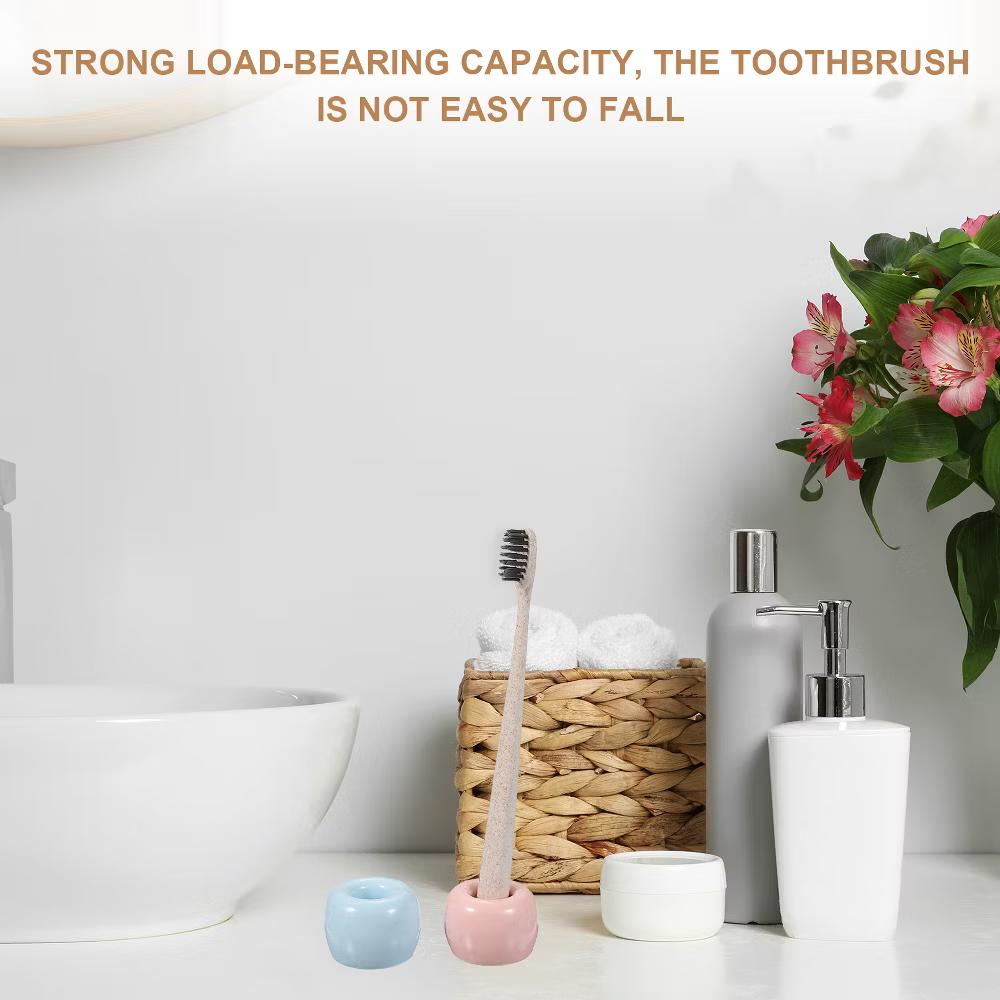 Mini Ceramics Toothbrush Holder Stands 2 Pcs - Image 2