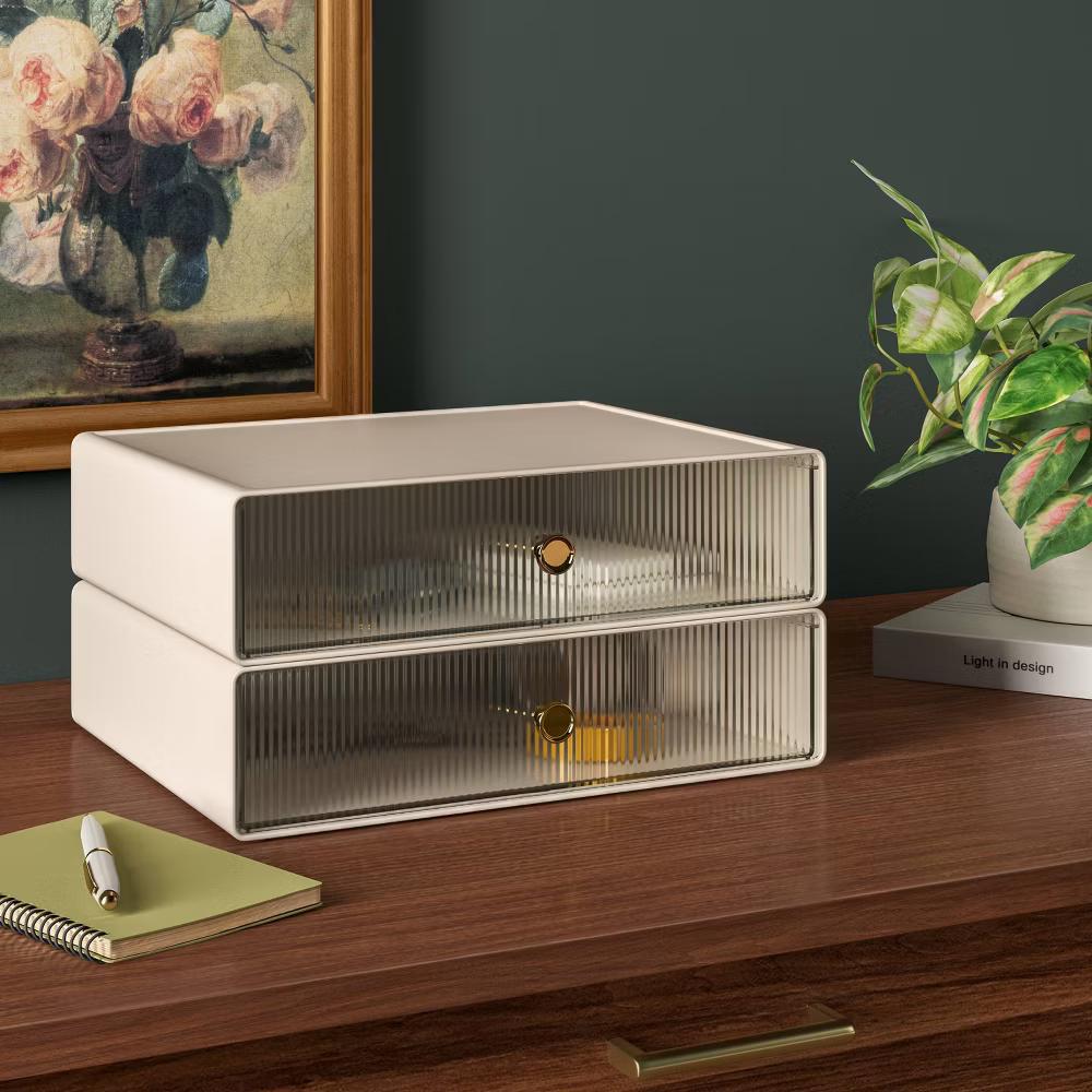 Medium Paper Size Stackable Drawers 2pk Cream - Image 3