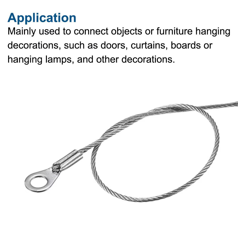 Lanyard Cable Rope with Key Ring Keychains Silver 4 Pcs - Image 2