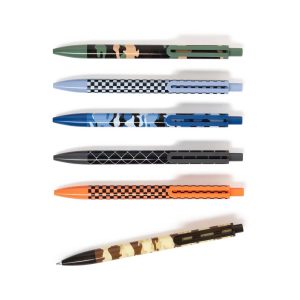 6ct Laguna Ballpoint Black Ink Pens Camo and Check