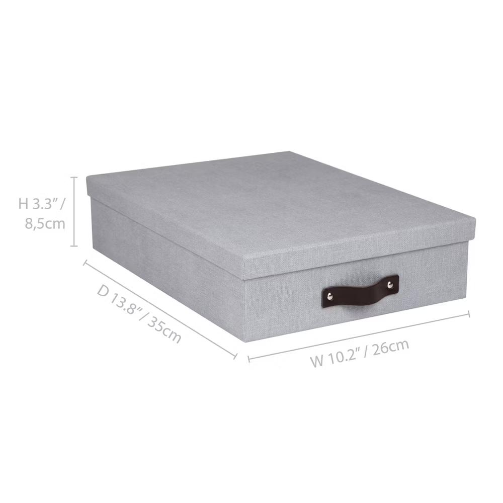Bigso Oskar Document Letter Box with Lid and Leather Handle – Canvas Fiberboard File Organizer, 3.3" 10.2" 13.8" - Image 7