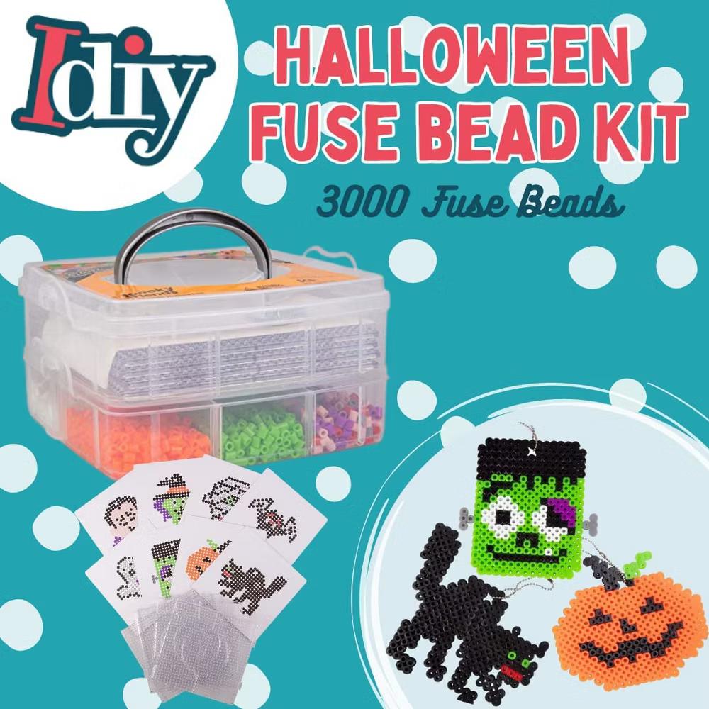 3000 Pc Monster Fuse Bead Kit w 8 Keychains w Case- Ghost, Witch, Vampire - Ornaments & Decorations - Kids DIY Bulk Craft Toy Gift - Party Activity - Image 3
