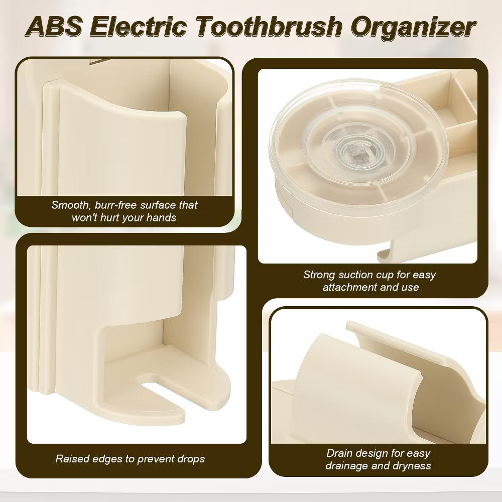 Electric Toothbrush Holder, Wall Mounted Plastic Toothbrush Organizer 2 Pcs - Image 5
