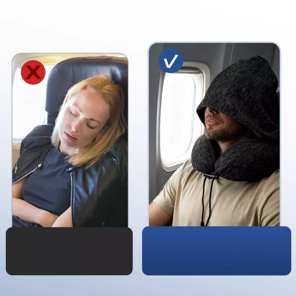 Travel Neck Pillow with Extra Large Hood 1 Set - Image 7