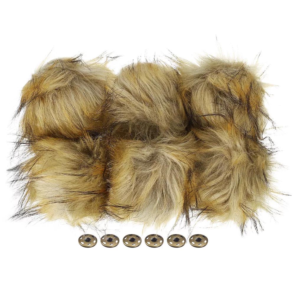 Fluffy Soft Elastic Faux Fur Pom Poms for Hats DIY Scarves 6 Pcs - Image 18