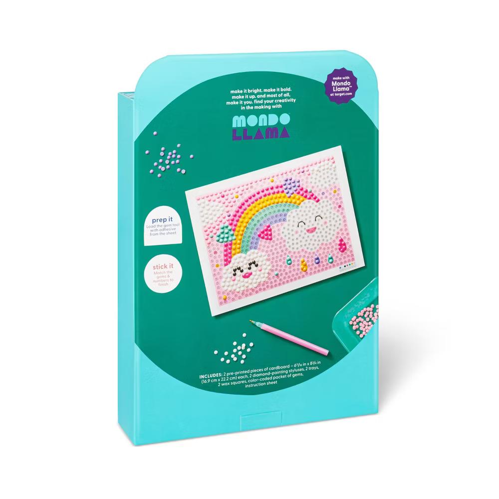 2pk 6''X6'' Gem Art Poster Unicorn/Rainbow - DIY Gemstone Craft Kit for Kids, Ages 6 - Image 3