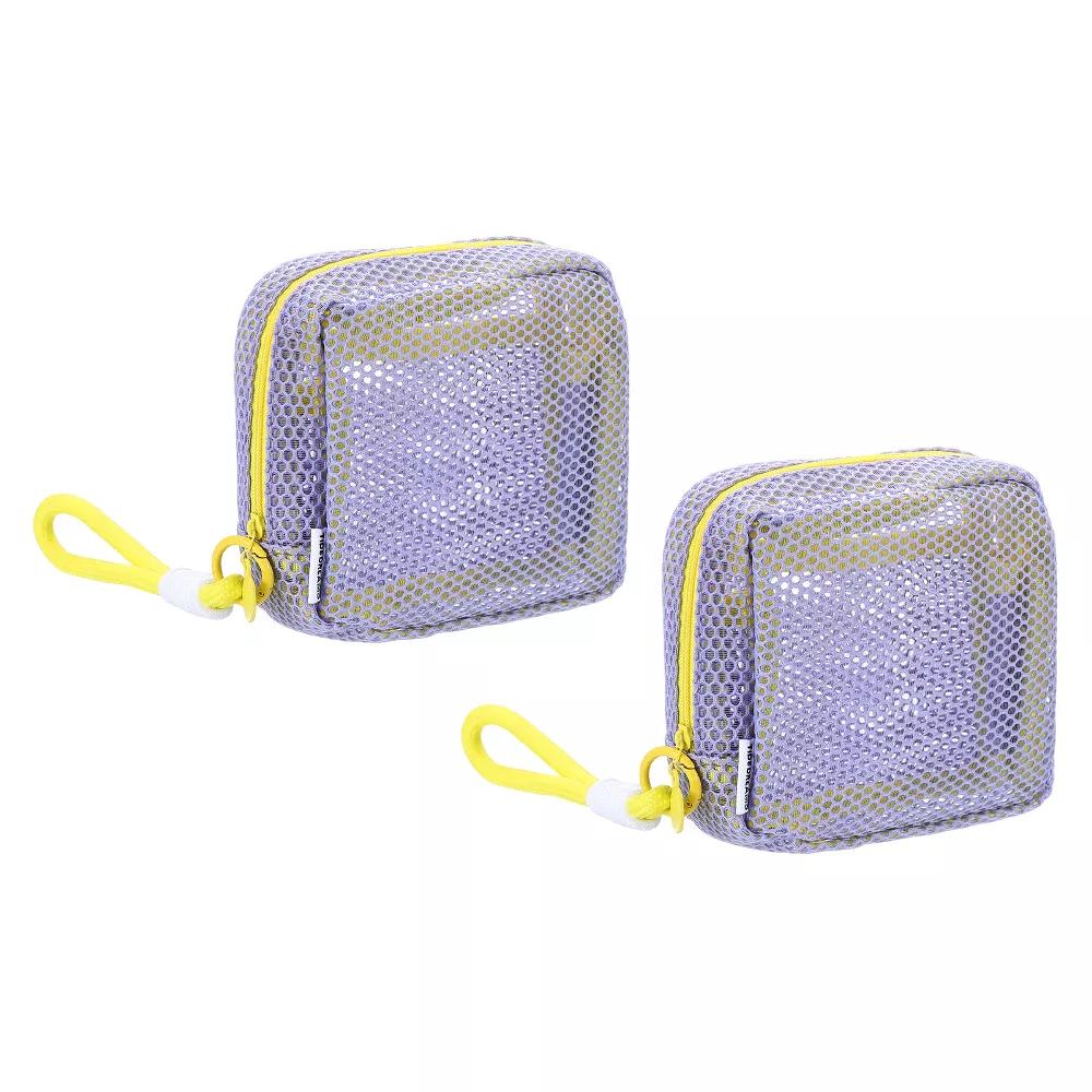 Mesh Travel Toiletry Organizing Zipper Mini Makeup Bag with Strap 4.7" - Image 28
