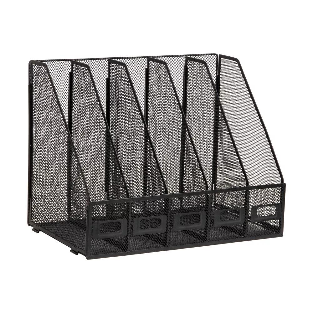 5 Compartment Metal File Organizers Black - Image 4