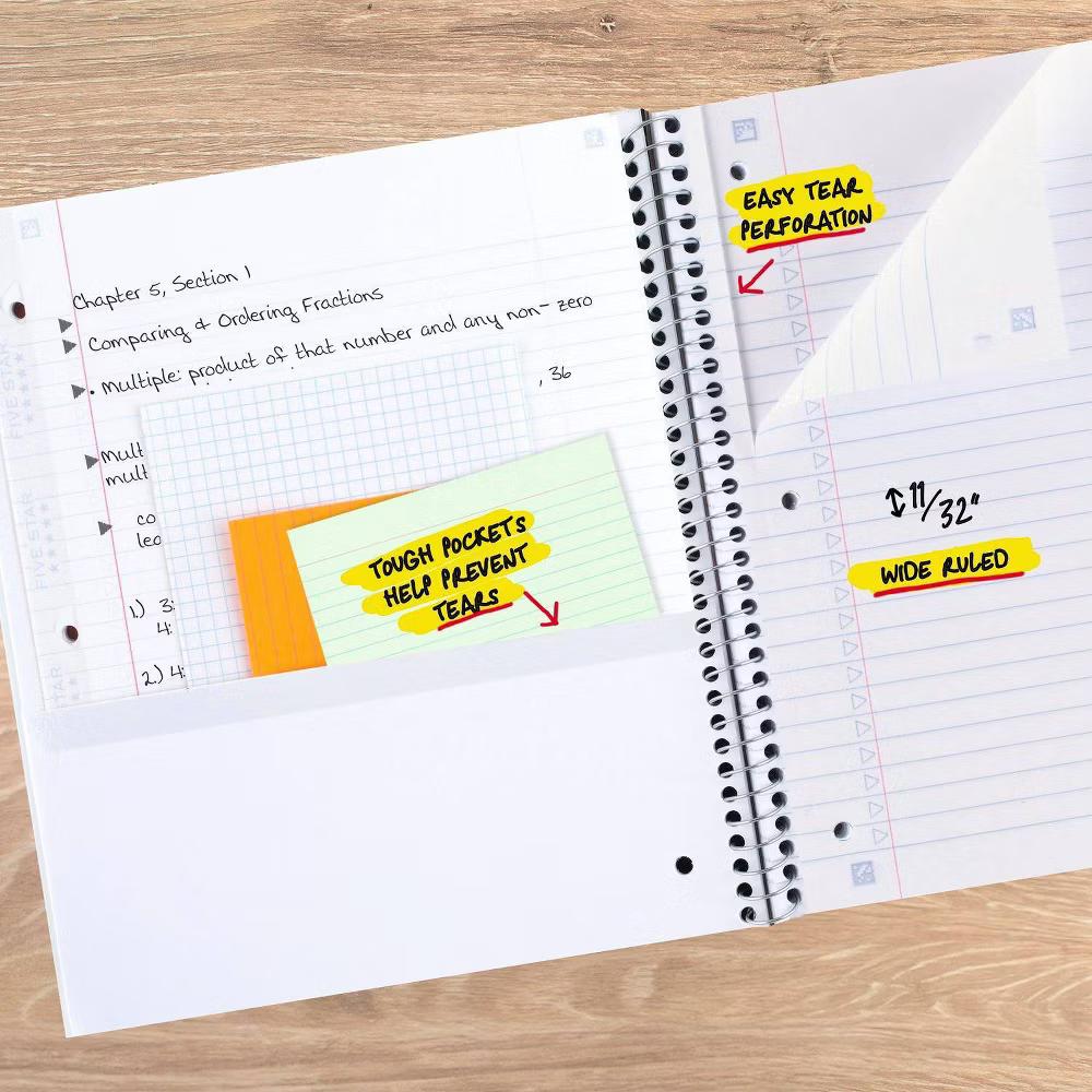 Five Star 8"x10.5" Active Wide Ruled Notebook 80 Pages Pink - Image 4