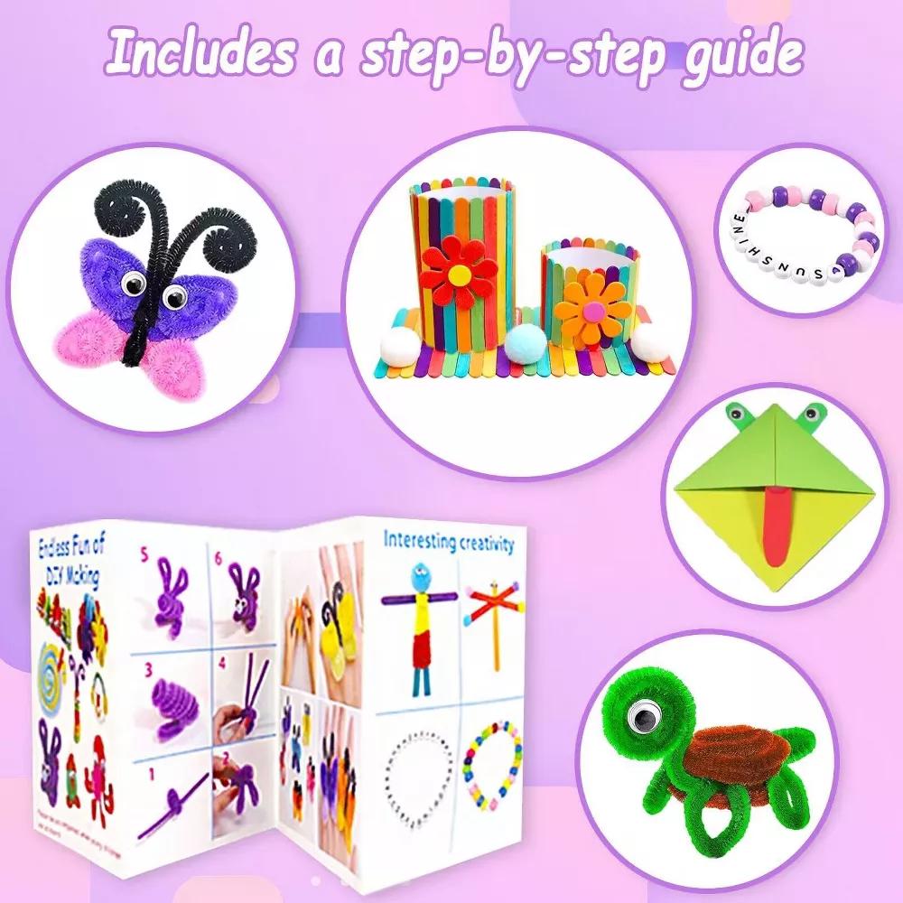 3000pcs Arts and Crafts Supplies Kit for Kids Craft Set with Pipe Cleaners Googly Eyes Craft Sticks Feathers Beads Paper - Image 3