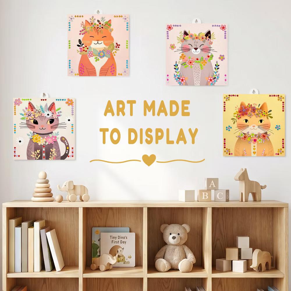 Gem Sticker Art Kit, Diamond Painting Arts and Crafts Supplies, Gemstone Sticker DIY Crafts, Adorable Cats - Image 4
