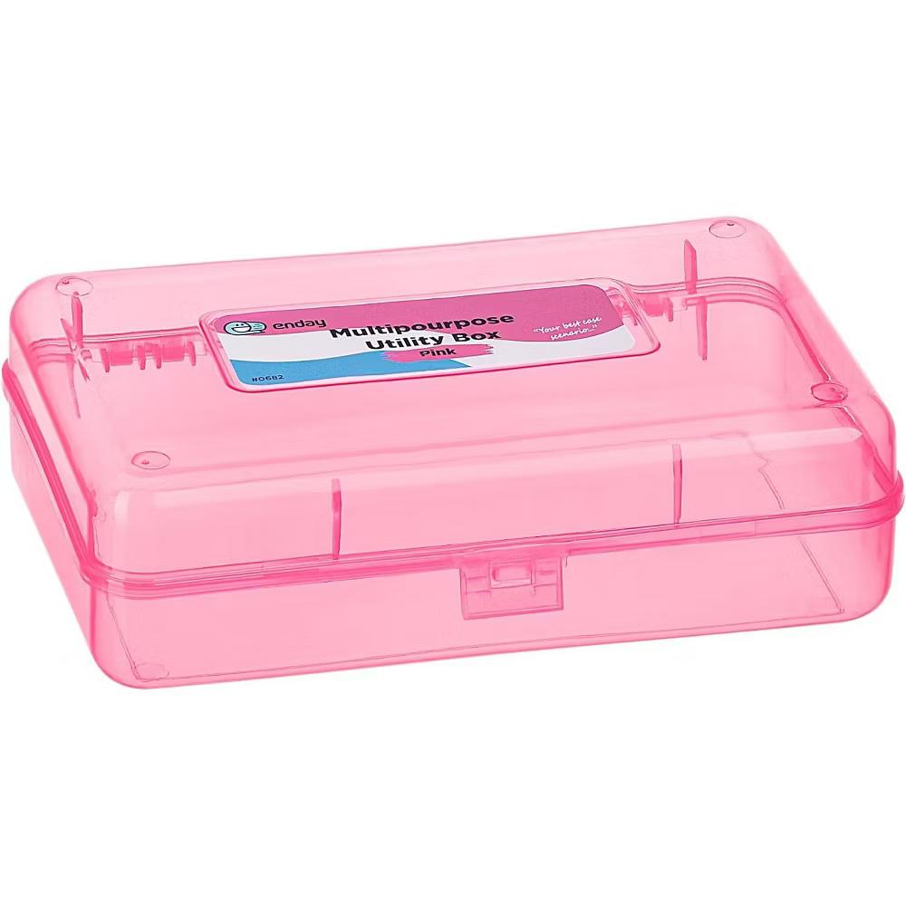 Plastic Pencil Box with Snap Closure Lids, Small Utility Storage Crayon School and Office Supplies Case Organizer - Image 25