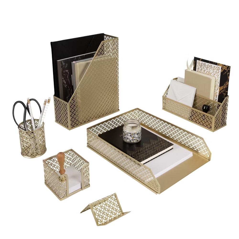 Blu Monaco Desk Organizer Set - 6-Piece Desk Accessories for Mail, Sticky Notes, Pens, Magazines & Documents - Image 21