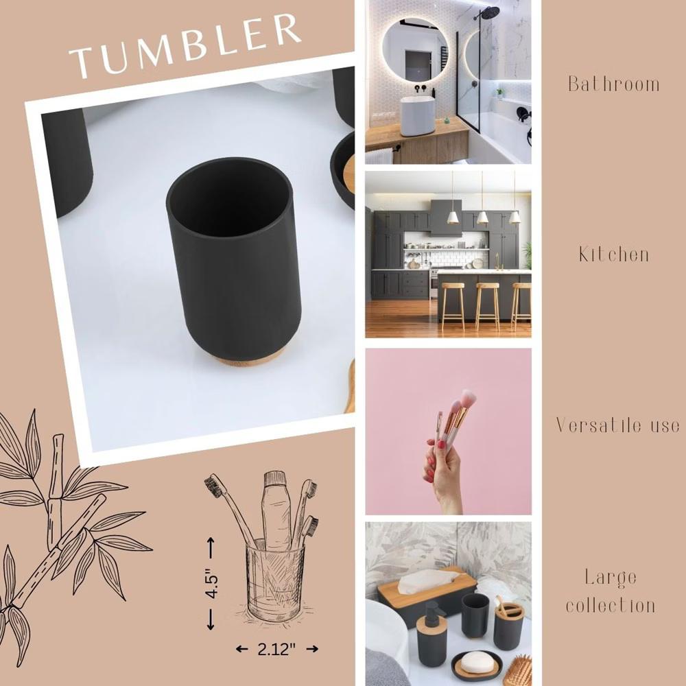 French Home Goods Elegant Bamboo-Based Bathroom Tumbler – Modern Vanity Cup, Ideal for Toothbrush Holder or Countertop Organizer - Image 3