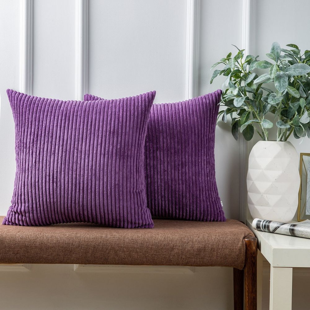 Phantoscope Solid Color Corduroy Pillow Covers Set of 2 Plush Velvet & Soft Accent - Image 13